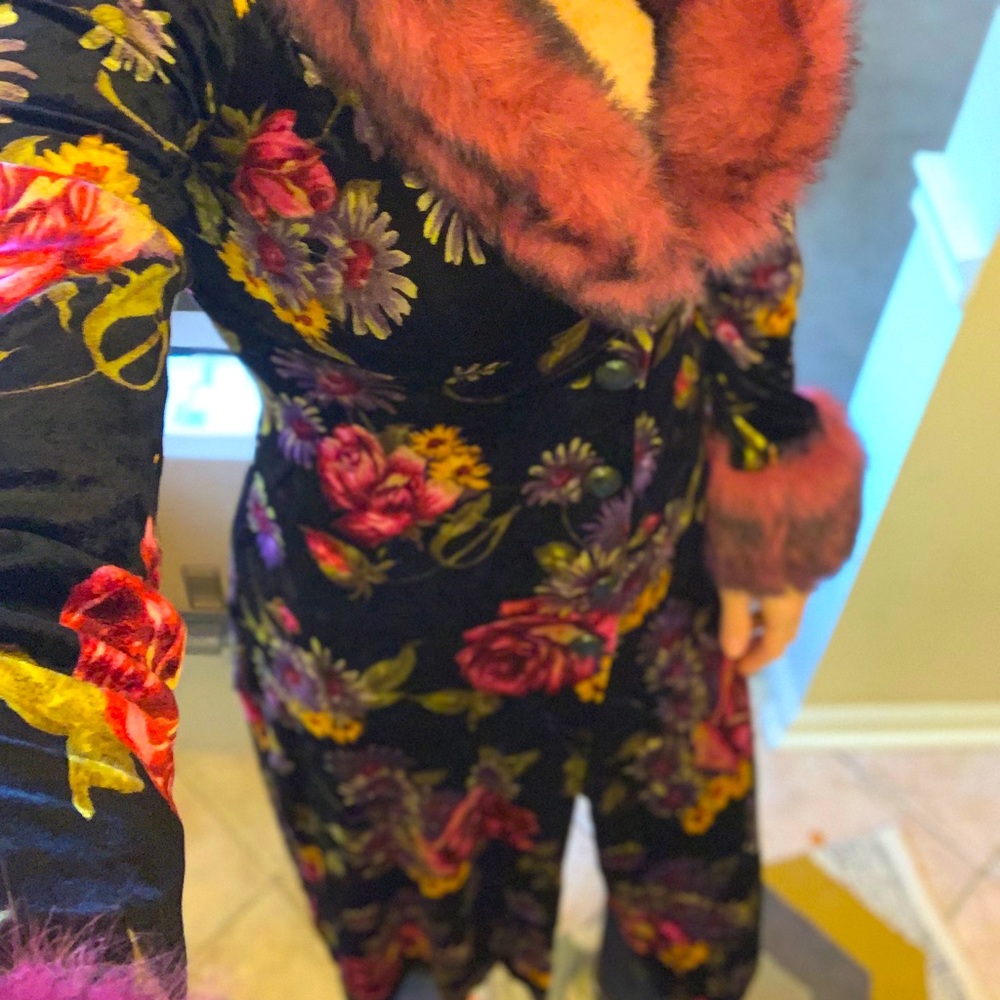Rare Vintage Betsy Johnson Floral Velvet Coat